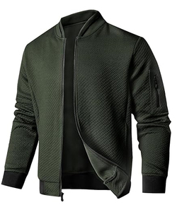 Mens Bomber Jacket Casual Lightweight <b>Coat</b> With Front Zip Closure And Ribbed Design Suitable For Spring And Autumn - Product Image 5