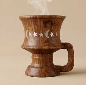 Brown Wooden Bakhoor Burner Elegant Bakhoor Burner Wood Aromatherapy <b>Diffuser</b> Incense Burner Catalytic Fragrance Incense Burner - Product Image 4