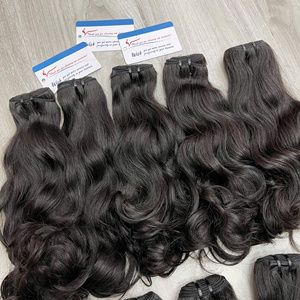 <b>Top</b> choice for Vietnamese hair extensions black natural wavy machine double weft raw hair bundle cuticle aligned - Product Image 5
