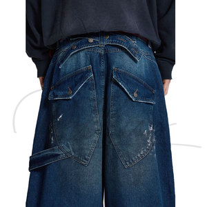 Nuevos pantalones cortos vaqueros holgados de verano de alta calidad para hombre, pantalones cortos vaqueros holgados de mezclilla oscura con bolsillo para hombre - Product Image 3