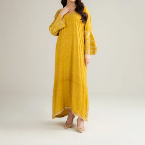 Robe longue pour femmes, style musulman, manches longues, coupe ample, respirante, style Dubaï, tenue décontractée pour les fêtes, robe longue élégante pour femmes - Product Image 2