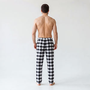 Pantalones de Pijama de Franela a Cuadros para Hombre, Cintura Elástica, Transpirables, de Peso Medio, Casuales, de Frente Plano, de Algodón Tejido, para Otoño - Product Image 2