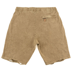 Men's Solid Colour Cotton High-Quality <b>Shorts</b> with Elastic Waist and Decorative Studs Casual Style Acid Washed - Product Image 2
