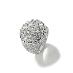 Round Cluster Moissanite <b>Ring</b> 925 <b>Silver</b> Gold Finish Iced Out <b>Statement</b> <b>Ring</b> for Men - Product Image 6