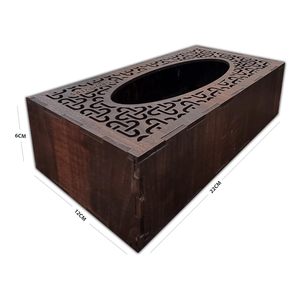 Boîte à mouchoirs universelle en bois, design chinois traditionnel, faite à la main, finition marron miel, écologique - Product Image 2