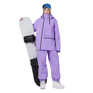 Ensemble de ski et snowboard pour femme sur mesure, imperméable, avec capuche, veste et pantalon, pour l'extérieur, vêtements d'hiver avec fermeture éclair - Product Image 1