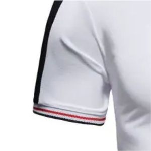 <b>Men's</b> <b>White</b> Knitted <b>Polo</b> Shirt Short Sleeve Solid Color Casual Style Regular Fit Button Design - Product Image 4