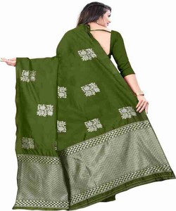 Sari de seda verde claro listo para enviar, vestido tradicional indio estilo Banarasi, sari drapeado con borde estampado para ceremonias. - Product Image 3