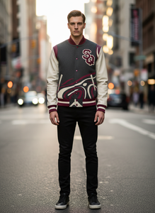 Vestes de baseball personnalisées à manches longues pour hommes, 100% laine, avec patchs en chenille, logo personnalisé, design sur mesure - Product Image 2