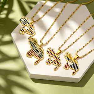 QIKU Collana con Ciondolo a Forma di <span class=keywords><strong>Mappa</strong></span> del Venezuela Cuore e Stella Gioielli per Donna Ragazza Catena Girocollo Accessori Regalo di Compleanno - Product Image 1