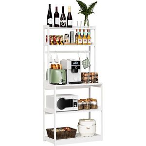 Scaffale per Microonde in Bambù a 5 Ripiani Resistente con 4 Ganci, Scaffalatura da Cucina per Organizzazione - Product Image 3
