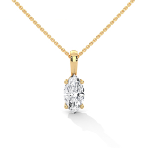 Collier pendentif en or 18 carats avec diamant de laboratoire taille ovale et chaîne en or marquise, bijoux pour mariage et fête - Product Image 1