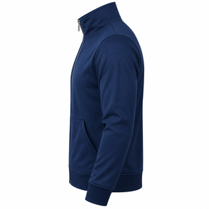 <b>Women's</b> Navy Blue <b>Zip</b>-<b>Up</b> Sweatshirt Stand Collar Full Sleeve Knitted Solid Color Breathable Autumn Casual <b>Jacket</b> - Product Image 4