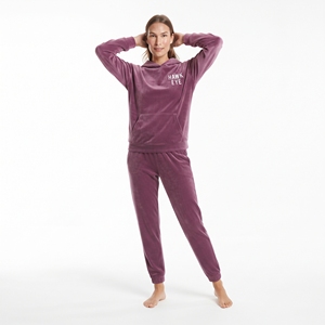 Ensemble de survêtement en velours pour femme, coupe classique, personnalisé, avec sweat à capuche et pantalon de jogging, poche kangourou, pour l'hiver - Product Image 3