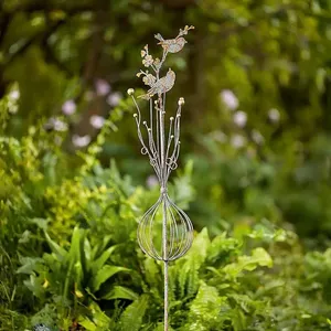 Piquets de jardin en métal à motif floral pour créer des décorations extérieures et améliorer l'esthétique paysagère saisonnière - Product Image 5