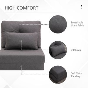 Poltrona Convertibile con Schienale Regolabile, Divano Letto Imbottito, Struttura in Metallo, Divano Pigro Estensibile da Terra, Cuscini in Metallo Pieghevoli - Product Image 5