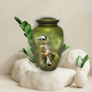 Urna de cremación de Metal clásica para adultos de 200 pulgadas cúbicas, diseño de ardilla conmemorativo hecho a mano para cenizas humanas, suministro conmemorativo funerario - Product Image 2