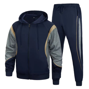 New Arrival Men Winter Casual Solid Nylon Trim High Quality Custom Logo Tracksuit <b>Set</b> Quick Dry Breathable <b>Sweat</b> Jacket Pants - Product Image 1