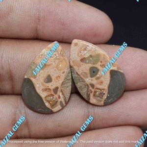 Pares de Jaspe Asteroidal 100% Natural de Primera Calidad, Tallados en Forma de Pera, Inspirados en la India, para la Fabricación de Joyas, Piedras Preciosas FAIJAN GEMS - Product Image 2