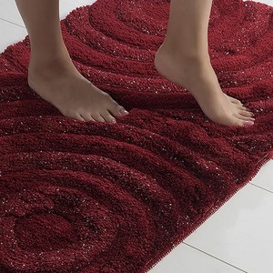Juego de Alfombras de Baño Modernas de Algodón, 3 Piezas, Rectangulares, Abstractas, con Relieve, Antideslizantes, con Base de Goma, Gruesas, con Mechones, Rojas, para Uso Doméstico - Product Image 2