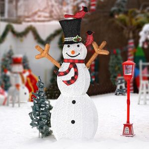 Pupazzo di Neve e Uccelli Pre-Illuminati con 170 Luci LED Bianche, Decorazioni Natalizie da Esterno Gonfiabili per Giardino - Product Image 6