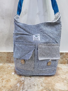 Striped Hemp Shoulder Bag With Button Closure Bohemian Style Cotton Lining Single Strap All Seasons Daily Use - Product Image 3