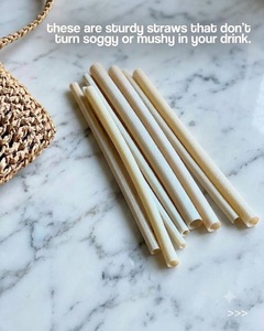 Pailles à boire en farine de riz comestible de qualité supérieure, 8 mm, écologiques, biodégradables et jetables pour les smoothies, les milkshakes - Product Image 1