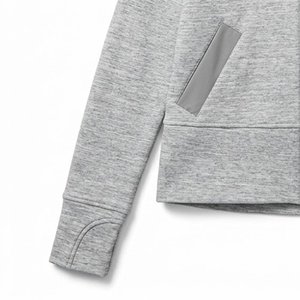 Sudadera con Capucha Gris para Mujer, de la Mejor Calidad, con Logotipo Personalizado, Cierre de Cremallera, Diseño Oversize con Parches y Apliques, de Algodón, Manga Larga, para Otoño - Product Image 5