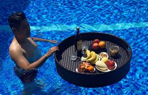 Bandeja de Té AC00033, Bandeja Redonda de Lujo Flotante de Metal para Servir el Desayuno en Hoteles y Villas, para Uso en la Piscina - Product Image 5