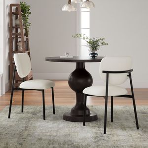 Chaises de salle à manger rembourrées beige avec pieds en métal, lot de 2 - Product Image 1