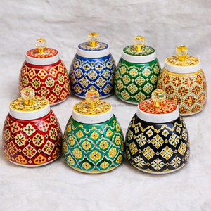New Design Metal Pichwai <b>Oriental</b> Style Multifunction Dry Fruit Jar Elegant Gifting Set - Product Image 1