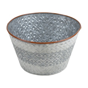 Maceta de Metal de hierro para decoración de plantas, diseño de flores galvanizadas, color gris - Product Image 5