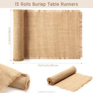 Nouveaux chemins de table en toile de jute rustique 12x71 pouces, couleur kaki, style campagnard, pour mariages et fêtes d'anniversaire - Product Image 5