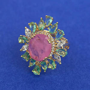 Fashion Jewellery Exporter in India American Diamond <b>Adjustable</b> <b>Ring</b> with Carat Plating 444868 - Product Image 1