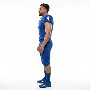 Wholesale Custom Printed Blue V-Neck American Football Jersey Polyester <b>Mesh</b> Youth Uniform Team Name Moisture Wicking OEM - Product Image 3