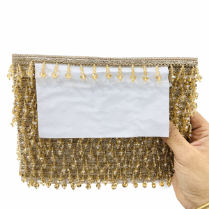 Wholesale Crystal Beaded <b>Fringe</b> <b>Trim</b> Tassel Lace For Garments Curtains Luxury Home Decor Handwoven Glass Bead Ribbon - Product Image 1