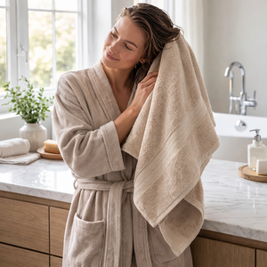 ผ้าขนหนูอาบน้ำผ้าฝ้ายแท้ 100% 600 GSM เนื้อนุ่มพิเศษ ซึมซับน้ำได้ดี สีพื้น ทออย่างหรูหรา ชุดผ้าขนหนูบีบอัดสำหรับใช้ในบ้าน แห้งเร็ว เหมาะสำหรับสปา - Product Image 6