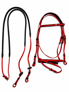 Bridon d'équitation professionnel avec rênes |   Ensemble de rênes et de bridons pour chevaux en cuir synthétique durable, pour l'entraînement et la compétition - Product Image 1