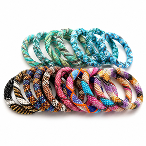 Wholesale Handmade Nepal Crochet Czech Glass Seed <b>Bead</b> Roll On <b>Bracelet</b> for Women Custom Fashion Jewelry - Product Image 1