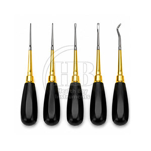 Ensemble d'élévateurs dentaires manuels en acier inoxydable, instruments dentaires réutilisables, poignée confortable, design raffiné - Product Image 4
