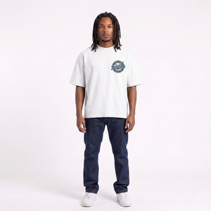 Brand Name Men's <b>White</b> Short Sleeve T-Shirt O-Neck Regular Fit Casual Printed Logo Front 100% Cotton Jersey Breathable Boxy <b>Tee</b> - Product Image 4
