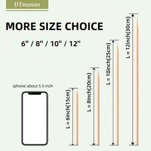 Spiedini di bambù da 12 pollici, 200 pezzi, bastoncini di legno per barbecue, frutta, kabob, fontana di cioccolato, accessori da cucina per grigliare - Product Image 6