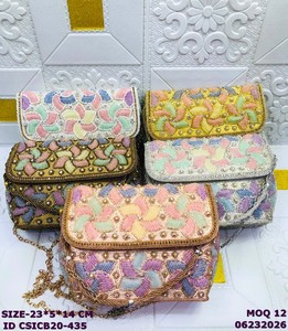 Luxury Handmade Beaded Evening <b>Clutch</b> Bag for Women | Embroidered Party Sling Bag with Chain Strap | Designer <b>Wedding</b> Shoulder - Product Image 1