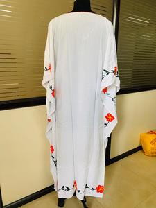 Vestido Largo Kaftan de Playa con Cintura Imperio, Bordado Gótico, Estilo Japonés, Sexy, Ropa de Mujer, Estilo Bohemio, Floral, para Playa, Maxi Vestido - Product Image 4