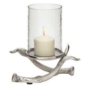 Ensemble de bougeoirs Hurricane en nickel brossé avec abat-jour en verre fumé, décoration moderne et luxueuse de style transitionnel - Product Image 2