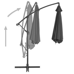 Sombrilla de jardín tipo cantilever con toldo de poliéster antracita de 118.1 pulgadas - Product Image 4