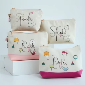 Bolsa de maquillaje de algodón con patrón de personalización de calidad superior al por mayor bolsa de compras de lona multifuncional con cremallera ampliamente utilizada - Product Image 2