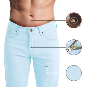 Pantalon en jean moderne pour homme, coupe slim, élégant, confortable, mélange de coton, délavé, couleur unie - Product Image 3