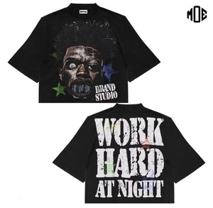High Quality Custom Logo Oversized Cropped Boxy T-Shirt for Men Heavyweight Crack Screen Printing Hip Hop Loose fit 100% Cotton - Product Image 2