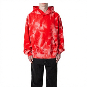 Men's Oversized <b>Tie</b>-Dye Hoodie Regular Sleeve French Terry Casual Pocket Hooded Sweatshirt Summer Blue White Pattern - Product Image 5